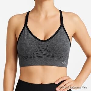 Umbro Women's Gray Black Sports Bra Top L Racerback Seamless Activewear Y2K